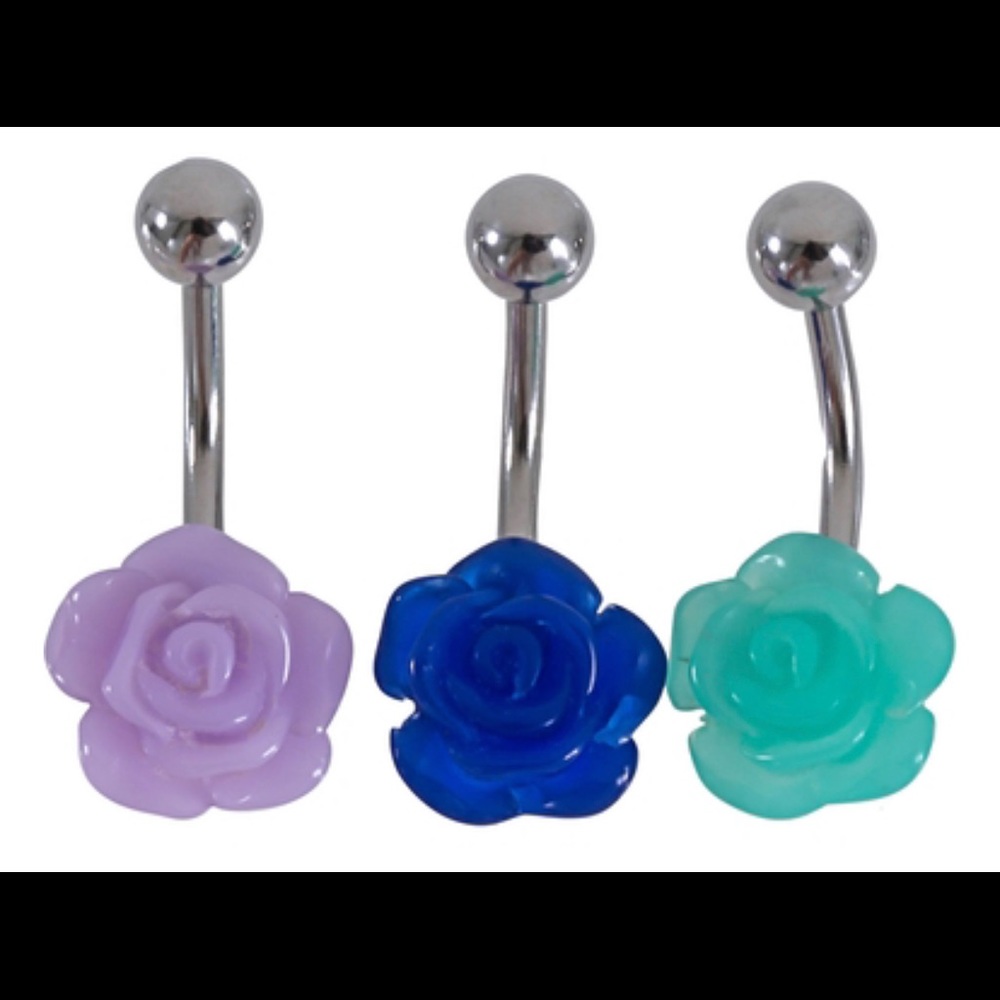 Rose Belly Ring 3 pack 14 Gauge